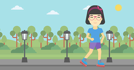 Image showing Sporty woman on roller-skates vector illustration.