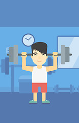 Image showing Man lifting barbell vector illustration.