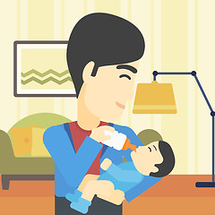 Image showing Father feeding baby vector illustration.