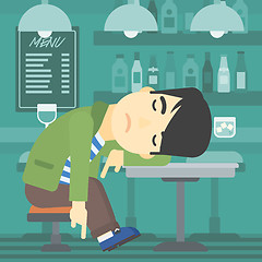 Image showing Man sleeping in bar.