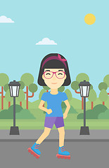 Image showing Sporty woman on roller-skates vector illustration.