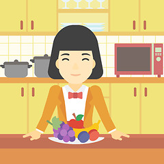 Image showing Woman with fresh fruits vector illustration.