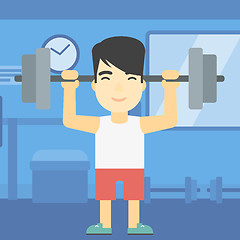 Image showing Man lifting barbell vector illustration.