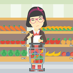 Image showing Woman with shopping list vector illustration.