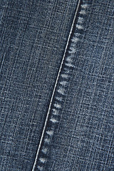 Image showing Blue denim fabric with stitch