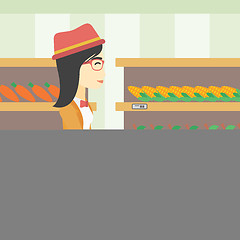 Image showing Customer with shopping cart vector illustration.