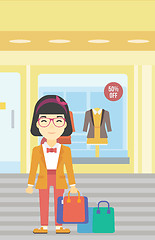 Image showing Happy woman with bags vector illustration.