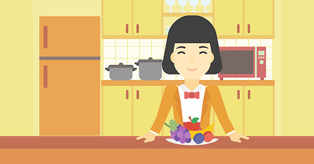 Image showing Woman with fresh fruits vector illustration.