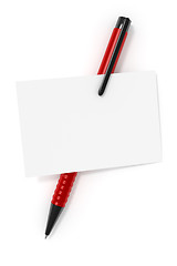Image showing a blank business card and a red ball pen