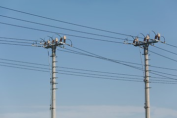 Image showing electric line columns