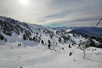 Image showing Skiing slopes from the top