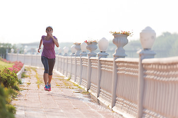 Image showing sporty woman jogging