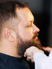 Image showing Side view of adult man at barbershop