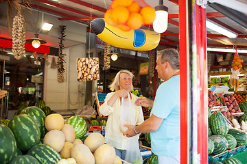 Image showing Couple shopping in a fruit and vegetable store