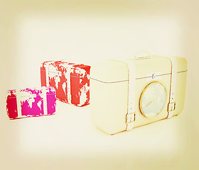 Image showing Suitcases for travel. 3D illustration. Vintage style.