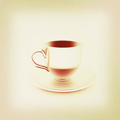 Image showing Cup on a saucer. 3D illustration. Vintage style.