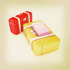 Image showing Traveler\'s suitcases. 3D illustration. Vintage style.