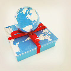 Image showing earth for gift. 3D illustration. Vintage style.