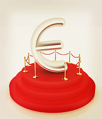 Image showing Euro sign on podium. 3D icon on white background . 3D illustrati