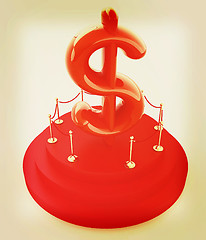 Image showing Dollar sign on podium. 3D icon on white background . 3D illustra