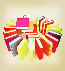 Image showing Colorful books . 3D illustration. Vintage style.