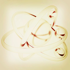 Image showing 3d atom. 3D illustration. Vintage style.