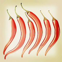 Image showing Hot chilli pepper set isolated on white background. 3D illustrat