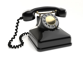 Image showing Vintage black telephone
