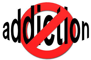 Image showing Stop addiction sign in red