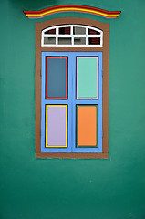 Image showing Colorful facade of building in Little India, Singapore