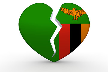 Image showing Broken white heart shape with Zambia flag