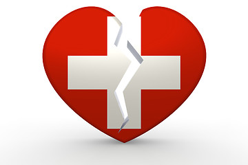 Image showing Broken white heart shape with Switzerland flag
