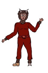 Image showing devil in dark red dress with brown fur