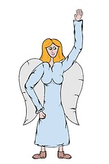 Image showing angel in light blue dress with white wings