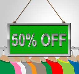 Image showing Fifty Percent Off Shows Half Price And Advertisement