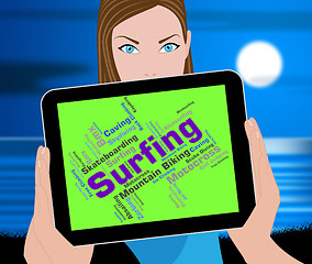 Image showing Surfing Word Represents Ocean Surfer And Boardsport