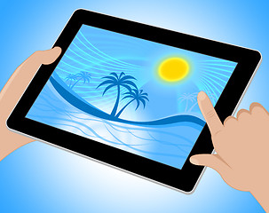 Image showing Palm Tree Indicates Tropical Climate And Coastline Tablet