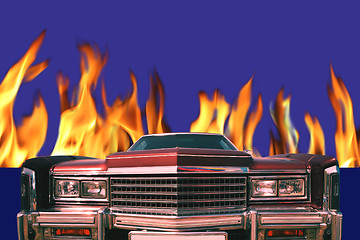 Image showing Red Car aflame