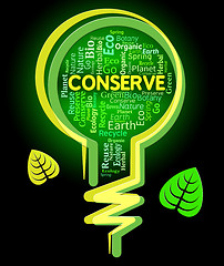 Image showing Conserve Lightbulb Shows Sustainable Conserving And Protecting