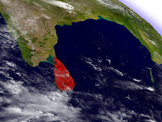 Image showing Sri Lanka from space highlighted in red