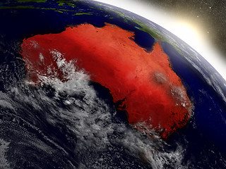 Image showing Australia from space highlighted in red