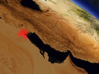 Image showing Kuwait from space highlighted in red