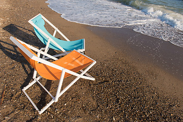 Image showing colorful beach chairs