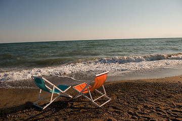 Image showing colorful beach chairs