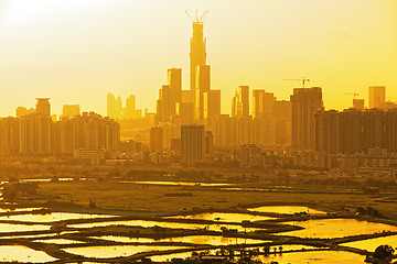 Image showing chinese city at sunset
