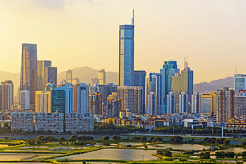 Image showing chinese city at sunset