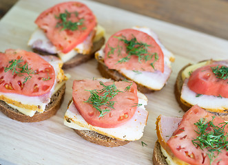 Image showing sandwiches on a board