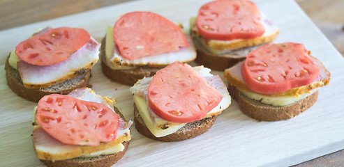 Image showing sandwiches on a board