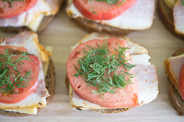 Image showing sandwiches on a board