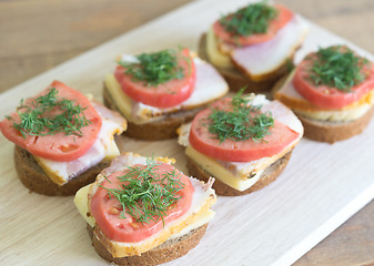 Image showing sandwiches on a board